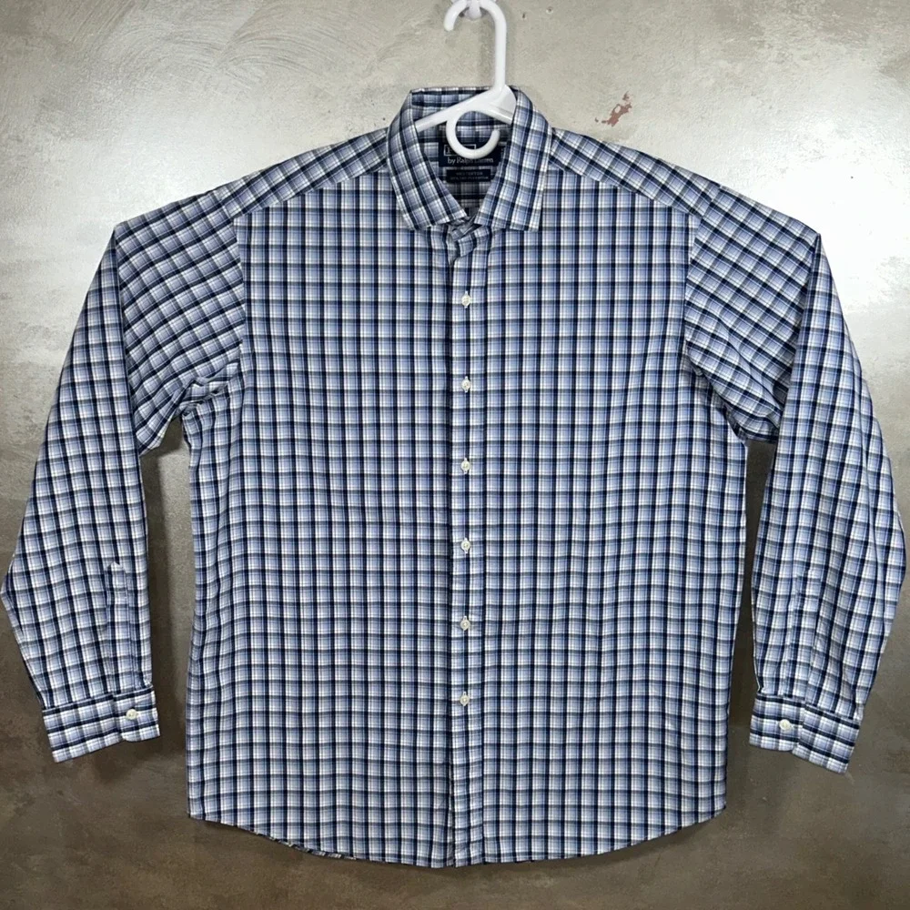 Polo Ralph Lauren Westerton Shirt Mens Large Blue White‎ Plaid 100% Cotton